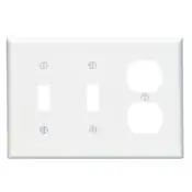 Leviton PJ21-T 3-Gang Midway Size Wallplate Combination Device 2 Toggle/1 Duplex outlet opening