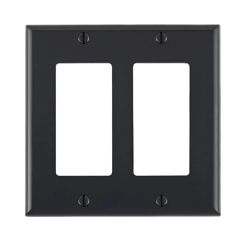 Leviton 80409-NE Standard Size Wallplate, 2 Gangs, Black