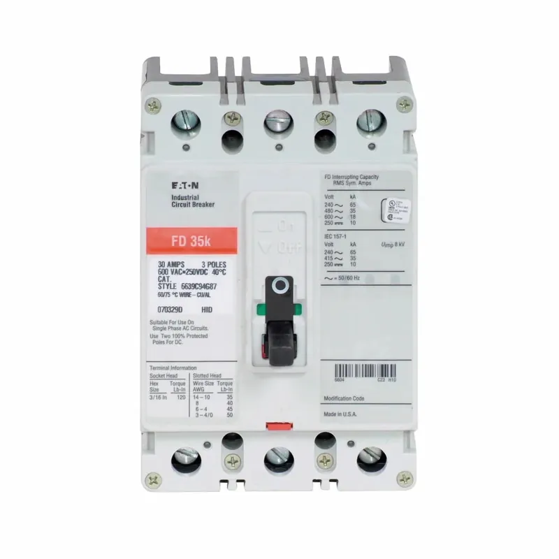 Eaton FD3150 C Series Type FD Molded Case Circuit Breaker 600 VAC 250 VDC 150 A