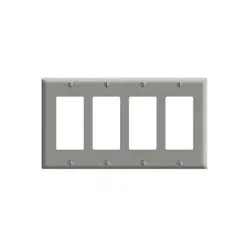 Leviton PJ264-I Midway Size 4-Gang Decora Wallplate, Ivory
