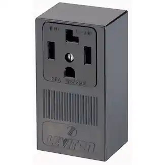 SK0492432-US20260702-105043-0 Leviton 55054 125/250 Volt 30 Amp 3-Pole 4-Wire NEMA 14-30R 2 Hp Black Thermoplastic Surface Mount Straight Blade Receptacle - Image 1