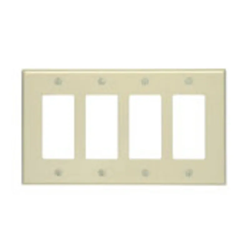 Leviton 80612-T 4-Gang Decora GFCI Device Decora Wallplate Midway Size Light Almond