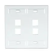 SK0492706-US20260702-105043-0 Leviton 42080-4WP Dual Gang QuickPort Wall Plate with ID Windows, 4-Port, White - Image 1