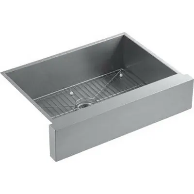 SK0492896-US20260702-105043-0 Kohler K-3943-NA Vault 18 Guage Stainless Steel Undermount Kitchen Sink with Shortened Apron-Front (35-1/2 inch x 21-1/4 inch) - Image 1