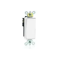 Leviton 5621-2W 20-Amp 120/277-Volt Decora Plus Rocker Single-Pole AC Quiet Switch White