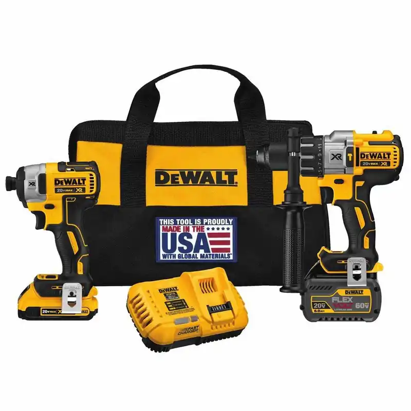 SK0493159-US20260702-105043-0 DEWALT DCK299D1T1 Cordless 20V 2 Tool Hammer Drill Impact Driver Kit - Image 1