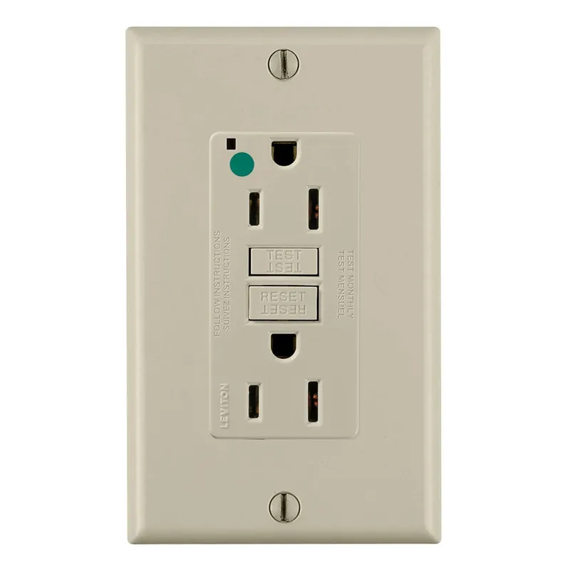 SK0493242-US20260702-105043-0 Leviton GFNT1-HGI SmartlockPro Slim Self-Test GFCI Receptacle 15 Amp 125 Volt Matching Wallplate Included - Image 1