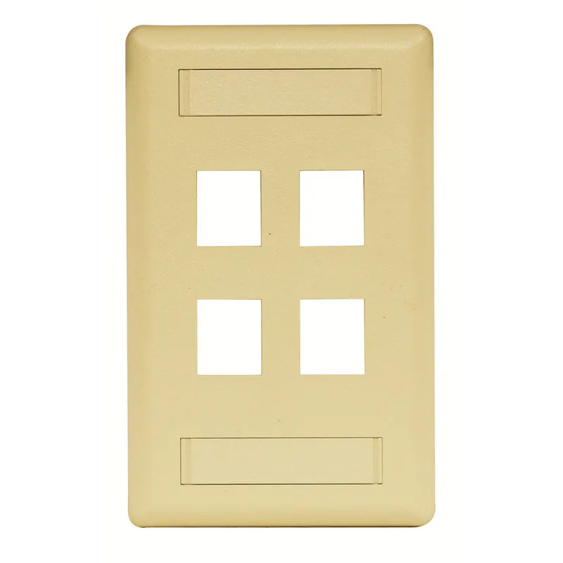 Hubbell IFP14EI HUB Plate, Wall, Flush, 1-G, 4 Port, EI