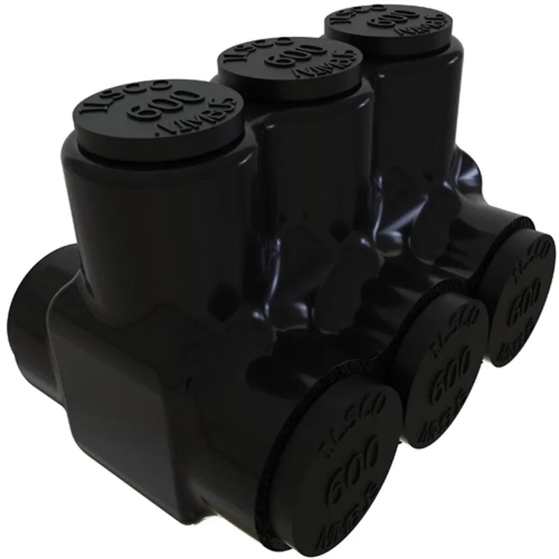 ILSCO PBTD-3-500 Nimbus Insulated Aluminum Multi-Tap Connector Conductor Range 600-4 3 Ports Dual Sided Entry