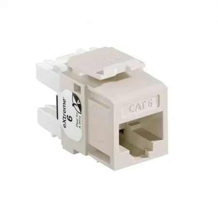 SK0493540-US20260702-105043-0 Leviton 61110-RT6 eXtreme Cat6 QuickPort Jack, Light Almond - Image 1
