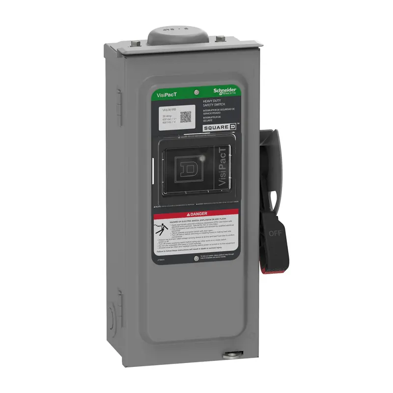 Square D VHU361RB Safety Switch, Heavy Duty, Non-Fusible, Viewing Window, NEMA 3R, 600V, 30A, 3 Pole