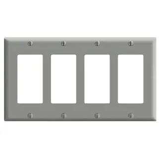 Leviton 80412-GY 8.19 x 0.22 x 4.5 Inch 4-Gang Standard Receptacle Wallplate