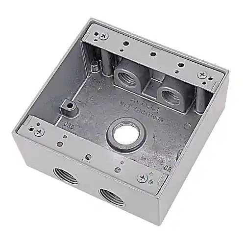 ABB 2IH5-1 Red Dot 2-Gang Weatherproof Metallic Device Box, (5) 1/2 Hubs