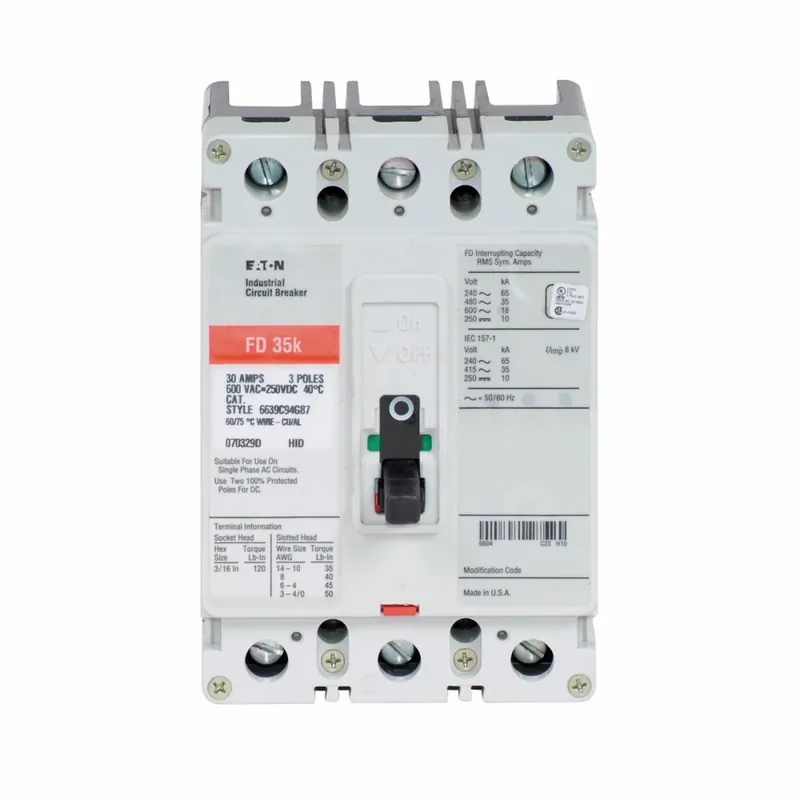 Eaton FD3200 Breaker Ckt Case Mld 600 VAC/250 VDC 3 F