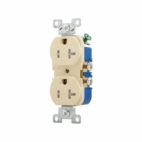 SK0493995-US20260702-105043-0 EATON TR370V-BOX Duplex Standard Tamper-Resistant Straight Blade Receptacle, 125 VAC, 20 A, 2 Poles, 3 Wires, Ivory - Image 1