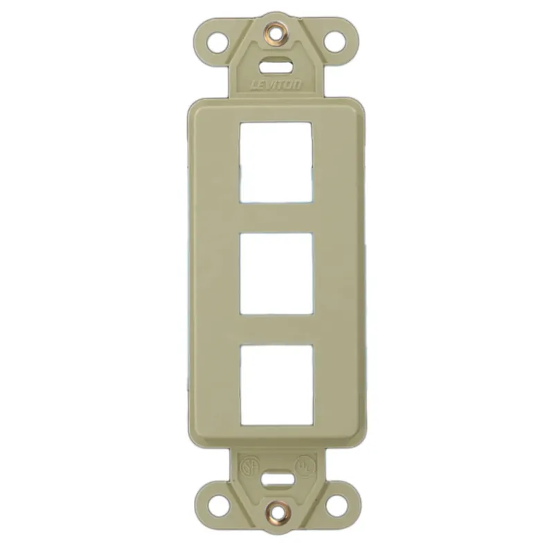 Leviton 41643-I Multimedia Insert, 3 Ports, Flush Mount, Ivory