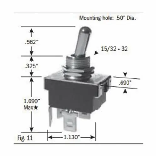Selecta SS116-BG SEL TOGGLE SWITCH DPST ON-OFF 20A 125VAC 10A 250VAC 3/4 HP 125-250VAC