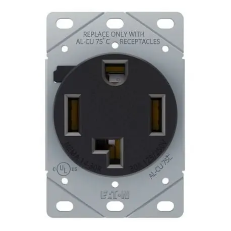 SK0494486-US20260702-105043-0 Eaton AH1257BK-F CWD AH1257BK-F RECP SGL FLUSH 30A 125/250V 3P4W STR BK - Image 1