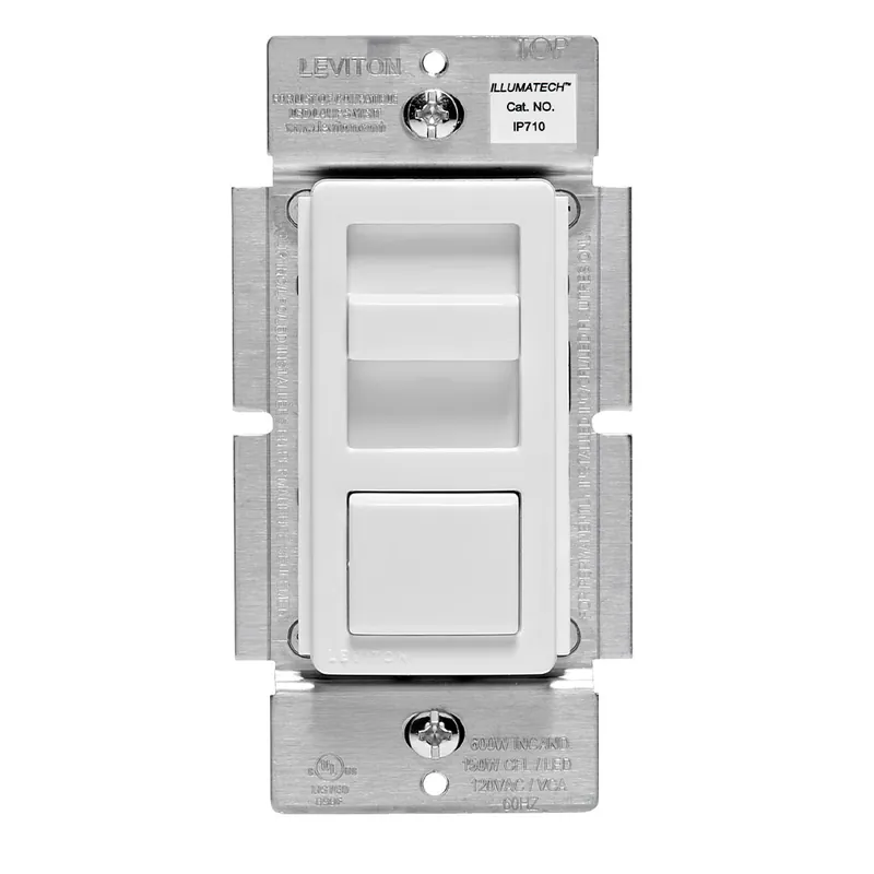 Leviton IP710-LFZ Single-Pole & 3-Way 1200VA 120/277VAC 60Hz IllumaTech Preset Electro-Mechanical Electronic 0-10VDC Dimmer