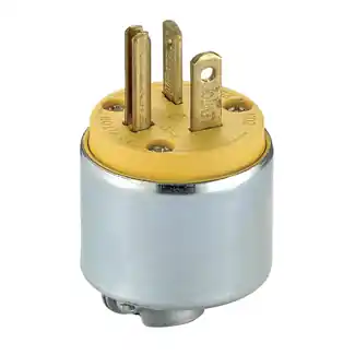 Leviton 620PA 250 Volt 20 Amp 2-Pole 3-Wire NEMA 6-20P Yellow PVC/Steel Armored Grounding Polarized Straight Blade Plug