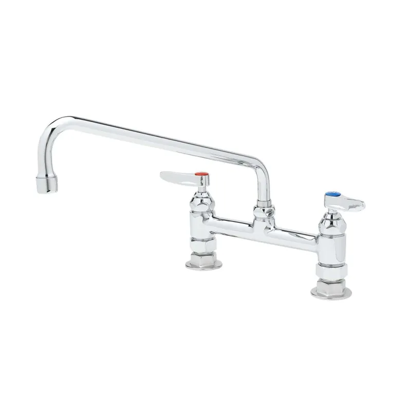 T&S Brass B-0221 Double Pantry Faucet, Deck Mount, 12 Swing Nozzle, Polished Chrome