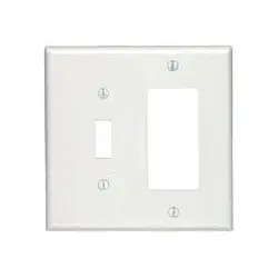 Leviton 80605-W Midway Size Thermoset Device Mount 2-gang 1-toggle Decora/GFCI Device Combination Wallplate