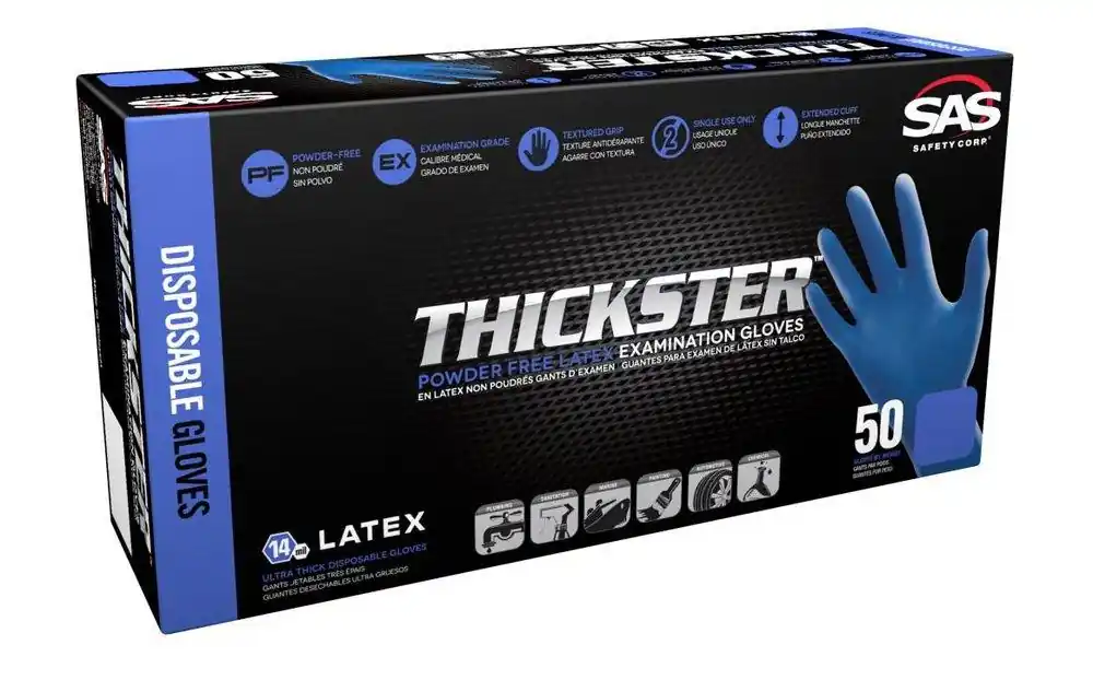 SK0495069-US20260702-105043-0 SAS Safety 6604-20 Thickster 14 mil Size XL Powder Free Rubber Disposable Glove in Blue (Pack of 50) - Image 1