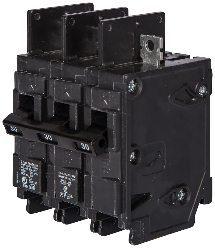Siemens BQ3B045 Type BQ Low Voltage Molded Case Circuit Breaker, 240 VAC, 45 A, 10 kA Interrupt, 3 Poles, Thermal/Magnetic Trip