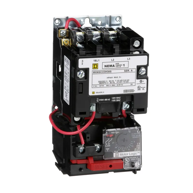 Square D 8536SCO3V02H30S 110/120 VAC 27 Amp 10 Hp 3-Pole Open Type Full Voltage Non-Reversing Magnetic Starter