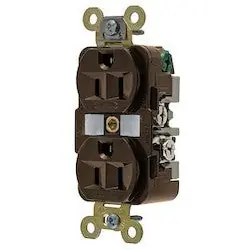 Hubbell HBL5262 DUP RCPT, HD IND GRD, 15A125V 5-15R, BR