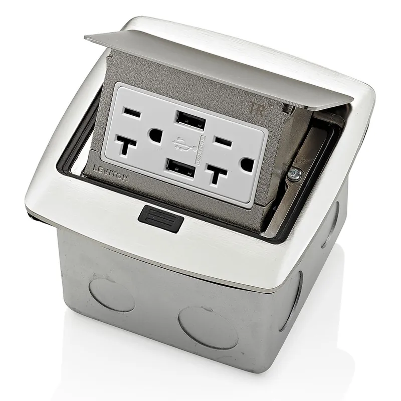 SK0495577-US20260702-105043-0 Leviton PFUS2-BN Pop-Up Floor Box w/ 20 Amp - Image 1