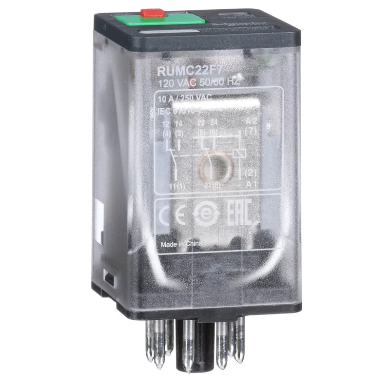 SK0495832-US20260702-105043-0 Schneider Electric RUMC22F7 Square D 120 VAC 10 Amp 2CO Din Rail/Panel Mount Plug-In Relay - Image 1