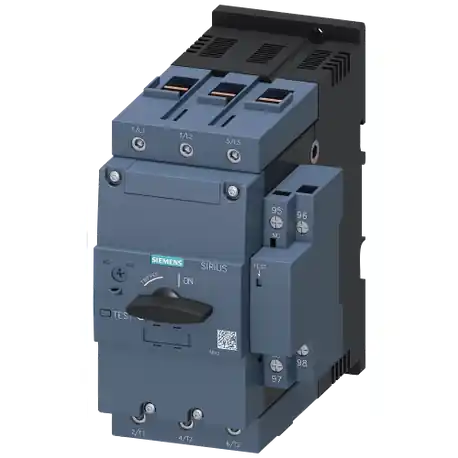 Siemens 3RV21424JA10 Motor Protection Circuit Breaker With Auxiliary Switch, 690 VAC, 63 A, 100 kA Interrupt, 3 Poles, Thermal/Magnetic Trip