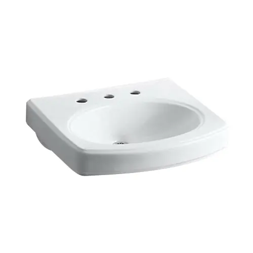 SK0496110-US20260702-105043-0 Kohler K-2028-8-0 Pinoir Vitreous China Bathroom Sink Basin, 22 inch L x 18 inch W, White - Image 1