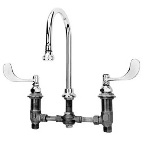 T&S Brass B-2866-05 Medical Faucet 8 Centers Non-Splash Aerator 4 Wrist Handles