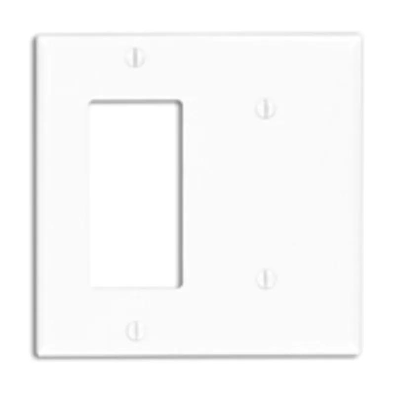 Leviton 80708-GY 2-Gang 1-Blank Decora/GFCI Device Combination Wallplate standard size gray