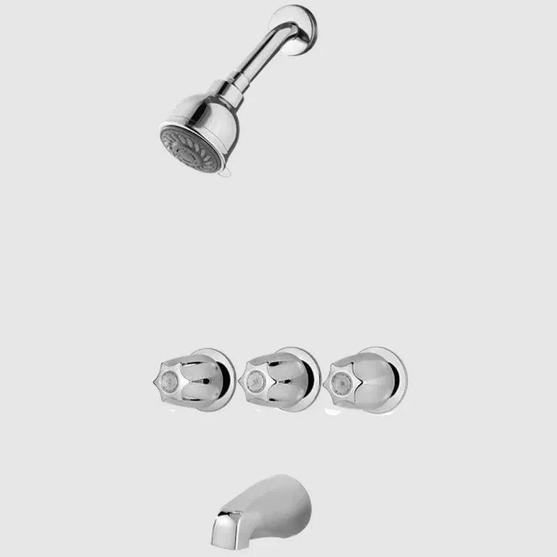 Pfister LG01-3120 Pfirst Series Three Handle Multi Function Bathtub & Shower Faucet in Polished Chrome