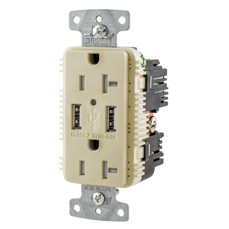 SK0496337-US20260702-105043-0 Hubbell USB20A5I USB Charger Receptacle 20A 125V 5A 5V USB Port - Image 1