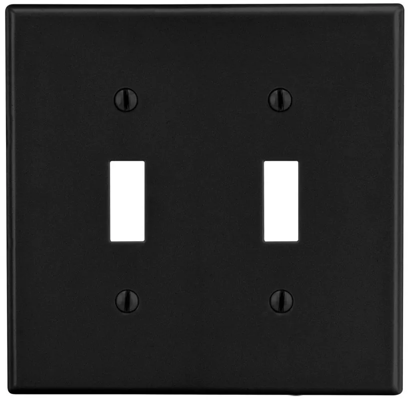 SK0496627-US20260702-105043-0 Hubbell P2BK Wallplate, 2 Gangs, Black - Image 1