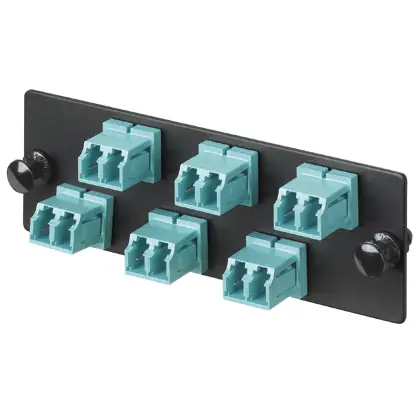 SK0496745-US20260702-105043-0 Panduit FAP6WAQDLCZ Opticom Fiber Adapter Panel, OM4, 6 LC Duplex, Aqua - Image 1