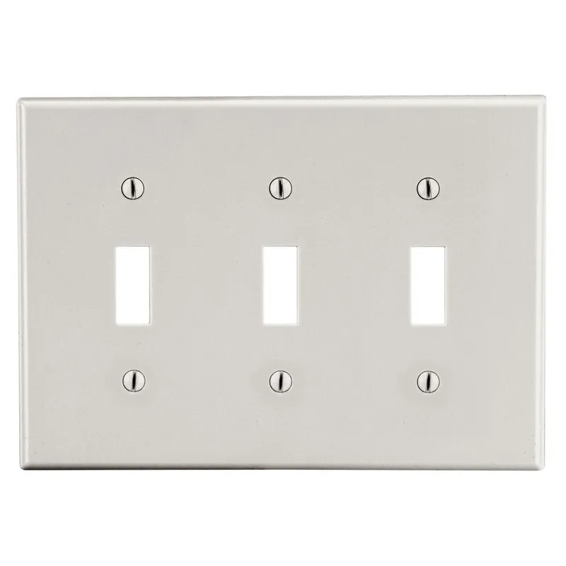 Hubbell P3LA Wallplate, Non-Metallic Standard, 3 Gangs, 4.63 in L x 6.5 in W, Replacement MPN: P3LA