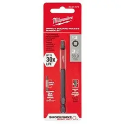 Milwaukee 48-32-4573 SHOCKWAVE 3-1/2 Impact Square Recess #3 Power Bit