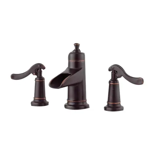 Pfister LG49-YP1Y Ashfield 2 Handle Widespread Bathroom Faucet with Pop-Up Drain, 8 to 15 in Centers, Tuscan Bronze