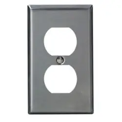 Leviton 84003-40 1-Gang Duplex Device Receptacle Wallplate, Standard Size, 302 Stainless Steel