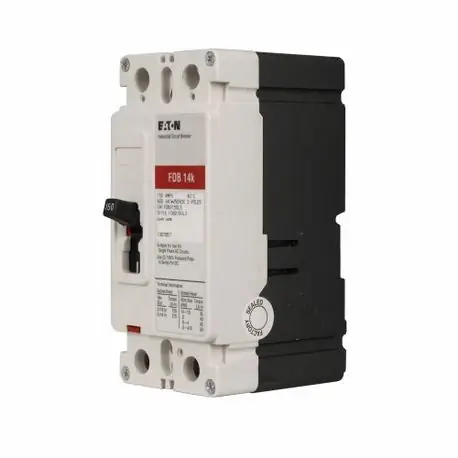 SK0497395-US20260702-105043-0 EATON FDB2080 C Series Type FDB Molded Case Circuit Breaker, 600 VAC/250 VDC, 80 A, 14 kAIC at 480 VAC/18 kAIC at 240 VAC Interrupt, 2 Poles, Fixed Thermal/Fixed Magnetic Trip - Image 1