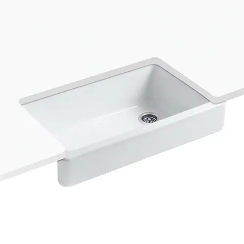 SK0497404-US20260702-105043-0 Kohler K-6488-0 Whitehaven Enameled Cast Iron Single-Bowl Rectangular Undermount Kitchen Sink - Image 1