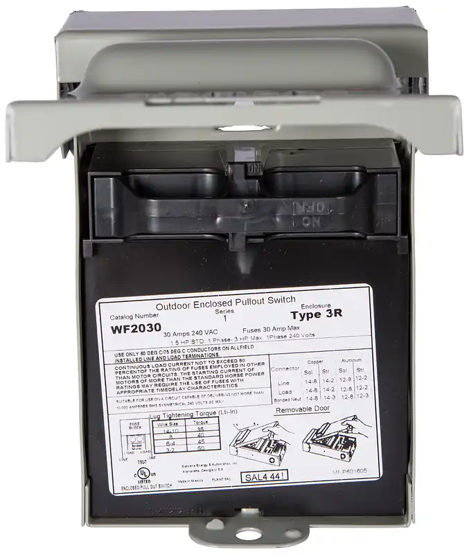 Siemens WF2030PL 240V 30A 3hp Plastic Fusible AC Disconnect NEMA 3R