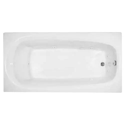 Praxis Companies RN7236WP-WHT Hamilton Contractor Advantage 72 inch x 36 inch x 20.5 inch Acrylic Drop-In Whirlpool Tub, End Drain, White