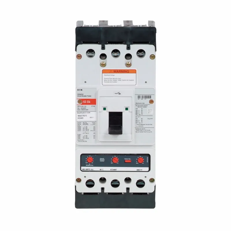 EATON KD3400 BREAKER CKT CASE MLD 600 VAC/250 VDC 400 A 35/65 KA INTERRUPT 3 POLES