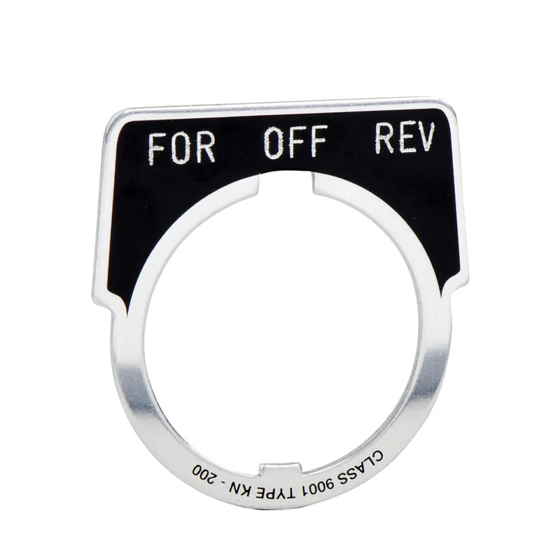 Square D 9001KN259 Harmony 9001K, Harmony 9001SK, Legend, 30mm, Aluminium, Black With Silver Letters, 40x43mm, Marking Forward-Off-Reverse